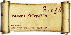 Hatvani Árpád névjegykártya