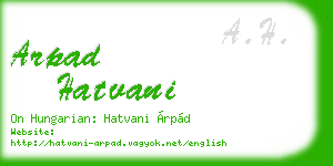 arpad hatvani business card